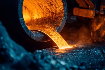Poster - Molten Metal Flowing from a Foundry Pipe