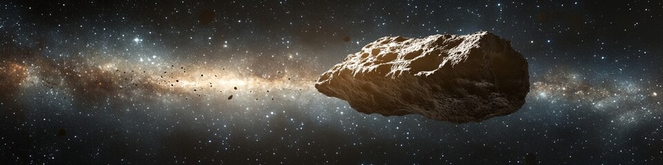Wall Mural - a large rock is floating in space. the rock is surrounded by a lot of stars and dust
