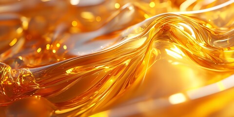 Poster - A gold colored fabric with a wave pattern. The fabric is shiny and looks like it is made of gold
