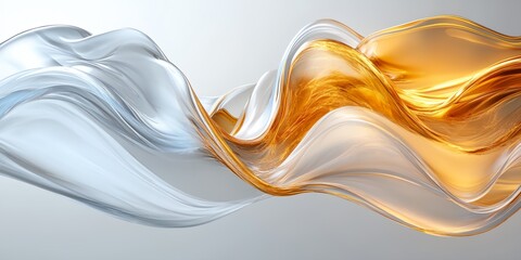 Poster - A wave of gold and white with a silver tint. The colors are vibrant and the wave appears to be flowing
