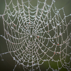 Wall Mural - spider web with dew drops