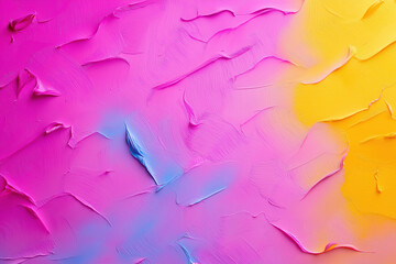 Poster - Vibrant abstract texture created with pink and yellow paint on a smooth canvas surface