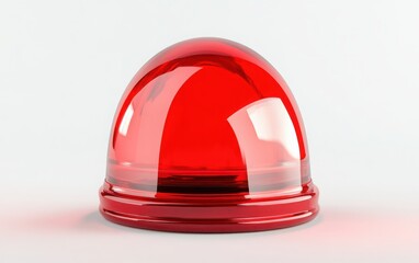 A bright red siren, isolated against a clean white background