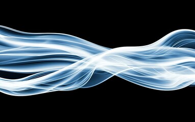 Poster - Glowing white waves of light move gracefully across a black background, creating an ethereal visual display during nighttime