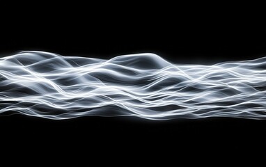 Poster - Gentle, flowing waves of light create an ethereal atmosphere against a dark background during a serene moment