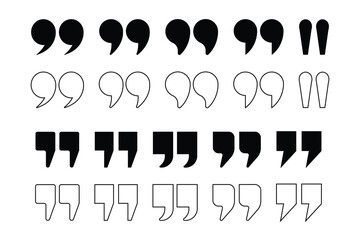 Wall Mural - quotes, quotation marks black isolated vector icon set.