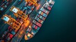 © kaiserseeing - Aerial View of Global Freight Network and Shipping Containers