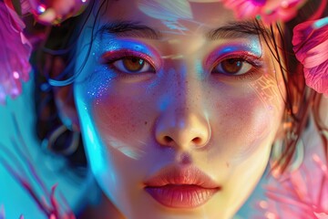 Colorful beauty portrait of a young Asian woman  Colorful beauty portrait of a young Asian woman