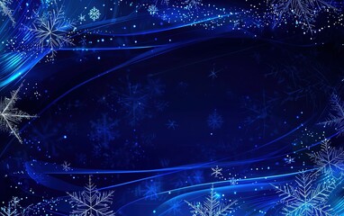 Poster - winter night background featuring blue hues, sparkling snowflakes, and a festive atmosphere