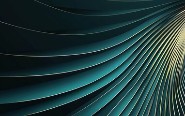 Poster - Abstract design of flowing lines in shades of teal and gold creating a modern aesthetic for digital backgrounds or wallpapers