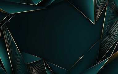 Poster - Geometric abstract background design with dark teal and gold accents featuring sharp angular shapes