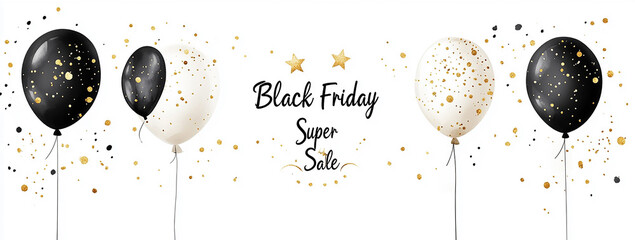 Poster - Black and white vector logos with text Black Friday Super Sale