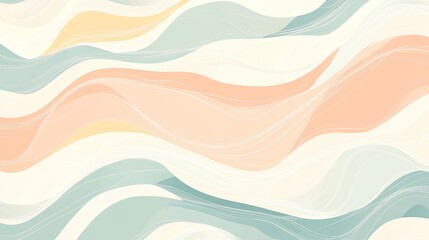 Poster - Softly colored wavy lines in a seamless pattern, ideal as a fluid background design for various projects.