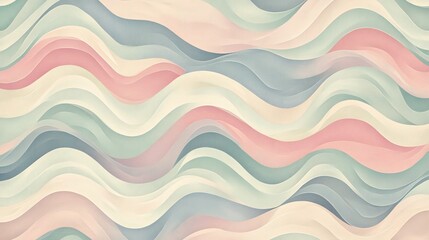Poster - Softly colored wavy lines in a seamless pattern, ideal as a fluid background design for various projects.
