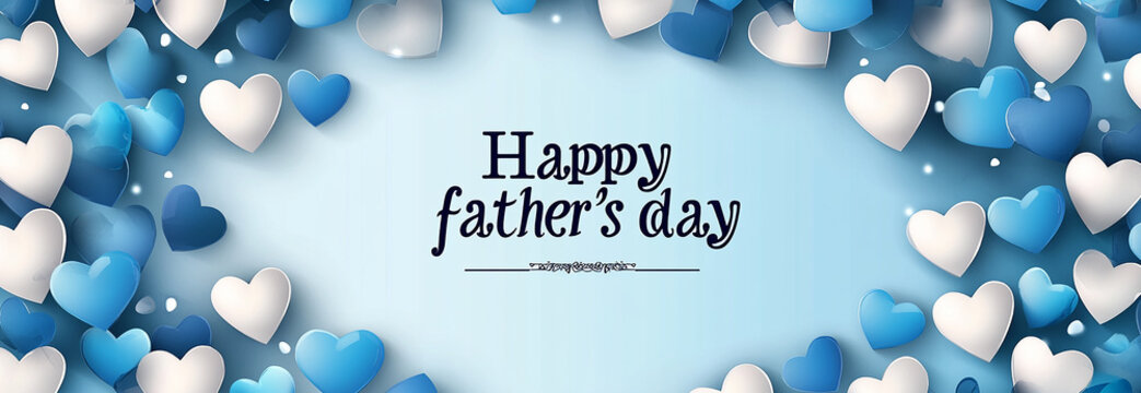 Blue and white hearts, with the text Happy father's day