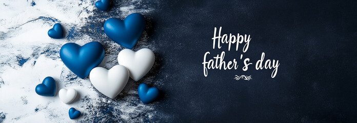 Poster - Blue and white hearts, with the text Happy father's day