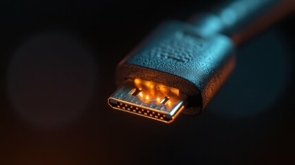 A macro photograph of the USB cable's insulation, focusing on the texture and any markings, with the surrounding area softly blurred.