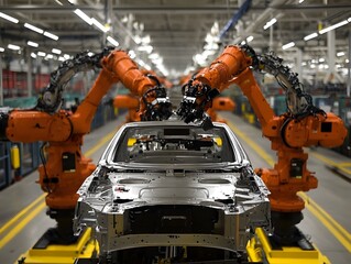 Leinwandbilder - Industrial Automation in Car Manufacturing Process