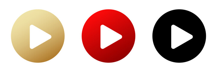 Poster - Red minimalist play button icon. Simple red play button.