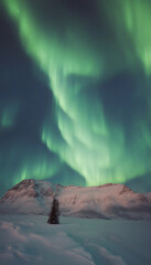 Wall Mural - beautiful abstract aurora northern lights in night sky vertical