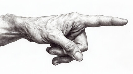 Wall Mural - A hand showing the  sign, outline illustration black and white.