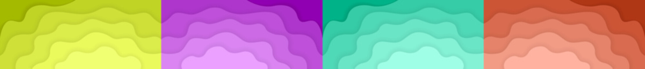 Poster - Futuristic wavy hills purple background. Abstract orange splashes with minimalistic yellow dynamic curves topographic textures with vibrant vector design