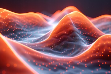 Fototapete - A mountain range with a red and orange hue
