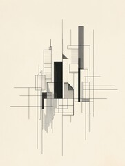 Poster - This artwork depicts a futuristic city skyline with sharp geometric shapes and clean, minimalist lines, emphasizing modern design. Generative AI