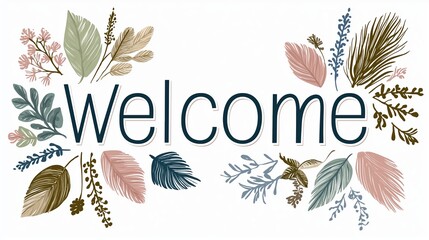 Aufkleber - Colorful sign with flowers and leaves that says 