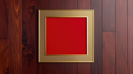 Poster - Gold framed red picture with a white background. The frame is ornate and the picture is empty