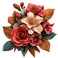 Wall Mural - Colorful paper flower arrangement transparent