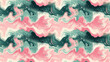 © NeuralNiche - Seamless pattern of pink and green wave designs over a marbled texture ideal for textile and wallpaper applications
