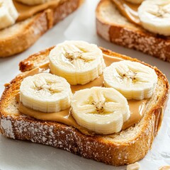 Delicious Peanut Butter Toast with Banana Slices