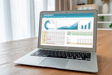 Poster - spreadsheet document information financial startup concept. data and graphs in spreadsheet documents