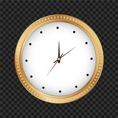 Leinwandbilder - Golden luxury wall clock vector. Premium golden watch
