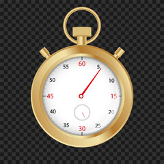 Leinwandbilder - Golden luxury stopwatch vector. Premium golden timer