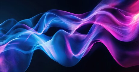 Aufkleber - Vibrant wave of blue and pink light gracefully undulates against a dark background
