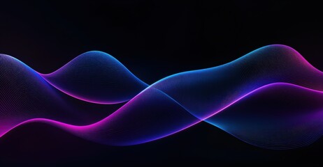 Aufkleber - Flowing wave pattern with blue and pink colors on a black background
