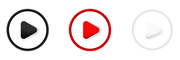 Poster - Play button minimalist red icon. Logo design in red.