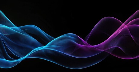 Poster - Vibrant wave design in blue and purple against a black background