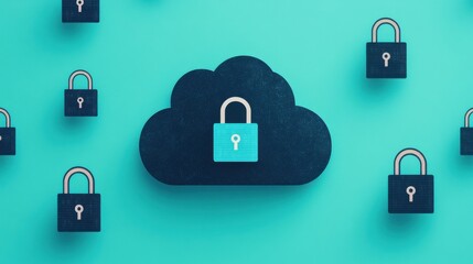 Secure Cloud Icon with Padlocks