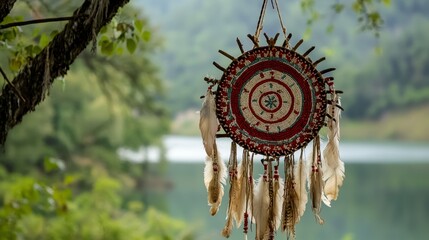 A traditional cultural symbol displayed against a natural backdrop promoting cultural identity and connection to ancestral roots