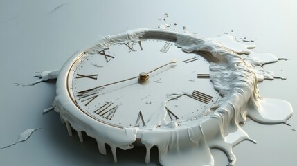 Aufkleber - The clock's hands drip downward, representing time slipping away, inviting contemplation on its ephemeral nature. Generative AI