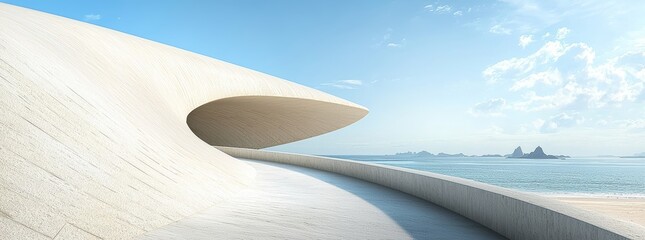 Poster - Minimal White Geometric Wallpaper with Abstract Wave Background