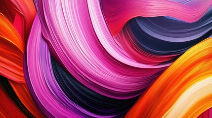 Aufkleber - Colorful brush strokes create an abstract wave background with flowing ribbons showcasing a fluid design in vibrant textures and 3D elements reminiscent of acrylic paint