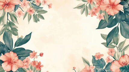 Aufkleber - Elegant floral border featuring vibrant blossoms and lush greenery on a light background Perfect for decorative designs for invitations or romantic occasions