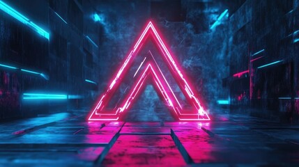 Poster - Futuristic neon font with a digital glowing logo set against a dark grunge backdrop