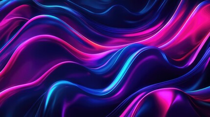Aufkleber - Abstract Dark Background Featuring Neon Waves and a Futuristic Scene Ideal for Wallpaper