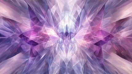 Aufkleber - A symmetrical abstract composition featuring crystal like shapes in hues of purple evoking a sense of mystique