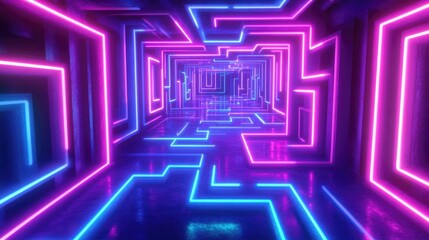 Aufkleber - Captivating Neon Line Maze Illustrating Interconnectedness Wallpaper